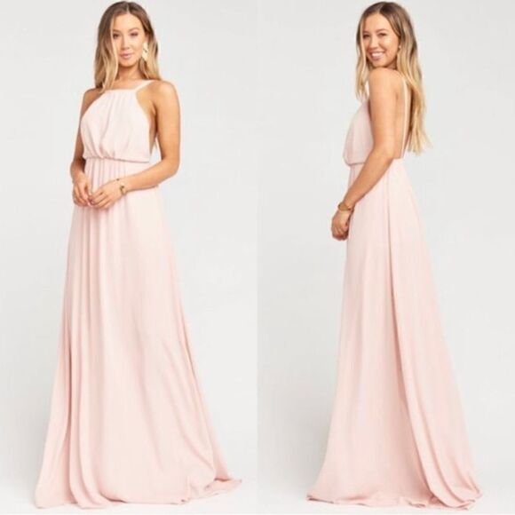 Show Me Your MuMu Amanda Maxi Dress Dusty Blush Crisp NWT Size L - Picture 1 of 9